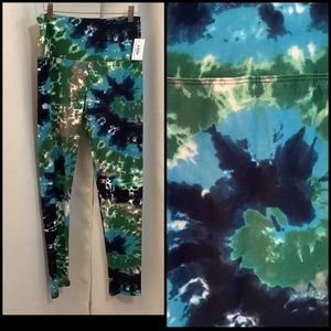 Leggings Women’s Size 12-16 Yoga Waistband Ocean Tie-Dye Pattern